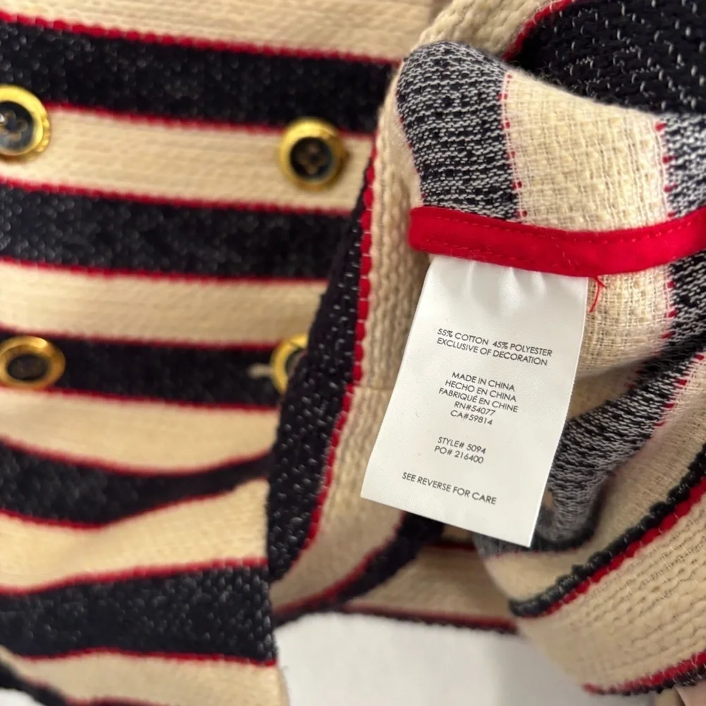 CAbi Women's Size 4 Blue/Cream Stripe Nautical Cruise Blazer Jacket - Picture 3 of 5